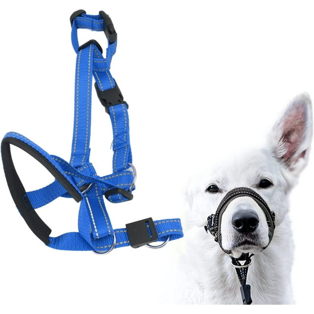 LELINKER Dog Head Collar with Safety Strap, Adjustable Prevent Pulling Dog Head Halter for