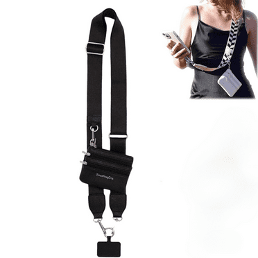 LELINKER Phone Strap with Zippered Pouch, Clip and Go Strap for Phone with Wallet Crossbody