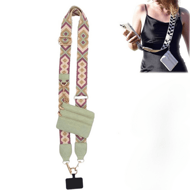 LELINKER Phone Strap with Zippered Pouch, Clip and Go Strap for Phone with Wallet Crossbody