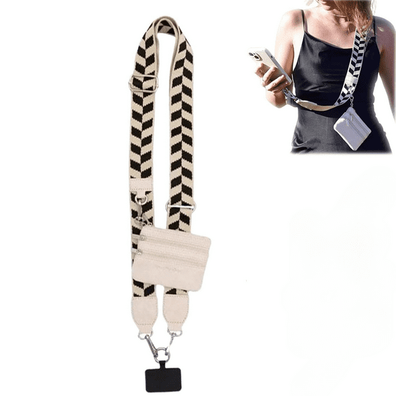 LELINKER Phone Strap with Zippered Pouch, Clip and Go Strap for Phone with Wallet Crossbody