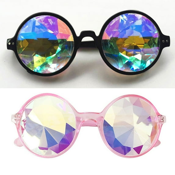 LELINTA 1/ 2Packs Fashion Rainbow Kaleidoscope Glasses Prism Sunglasses Festival Diffraction Goggles Cosplay