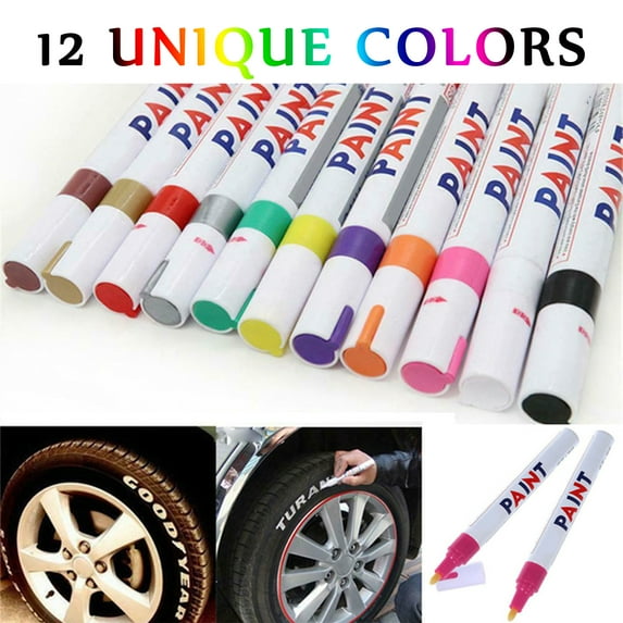 LELINTA 12 Colors Premium Paint Pens, Oil-based Paint Marker, Car Tire Permanent Paint Marker Pen Fast Drying Assorted Colors Water and Sun Resistant Vibrant Colors