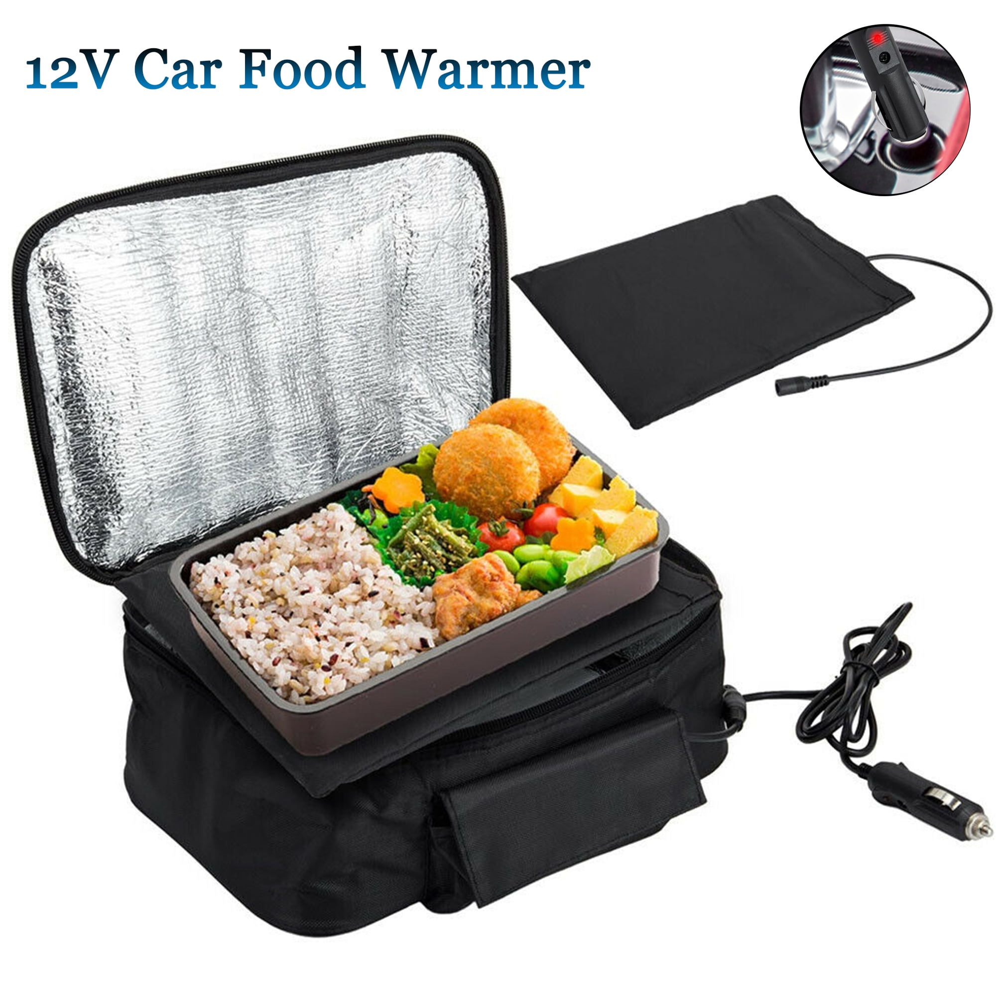 Lelinta 12V Portable Car Food Warmer Mini Oven Microwave Self Heating Lunch Bag Electric Food Warmer Lunch Box for Meals Reheating & Raw Food Cooking