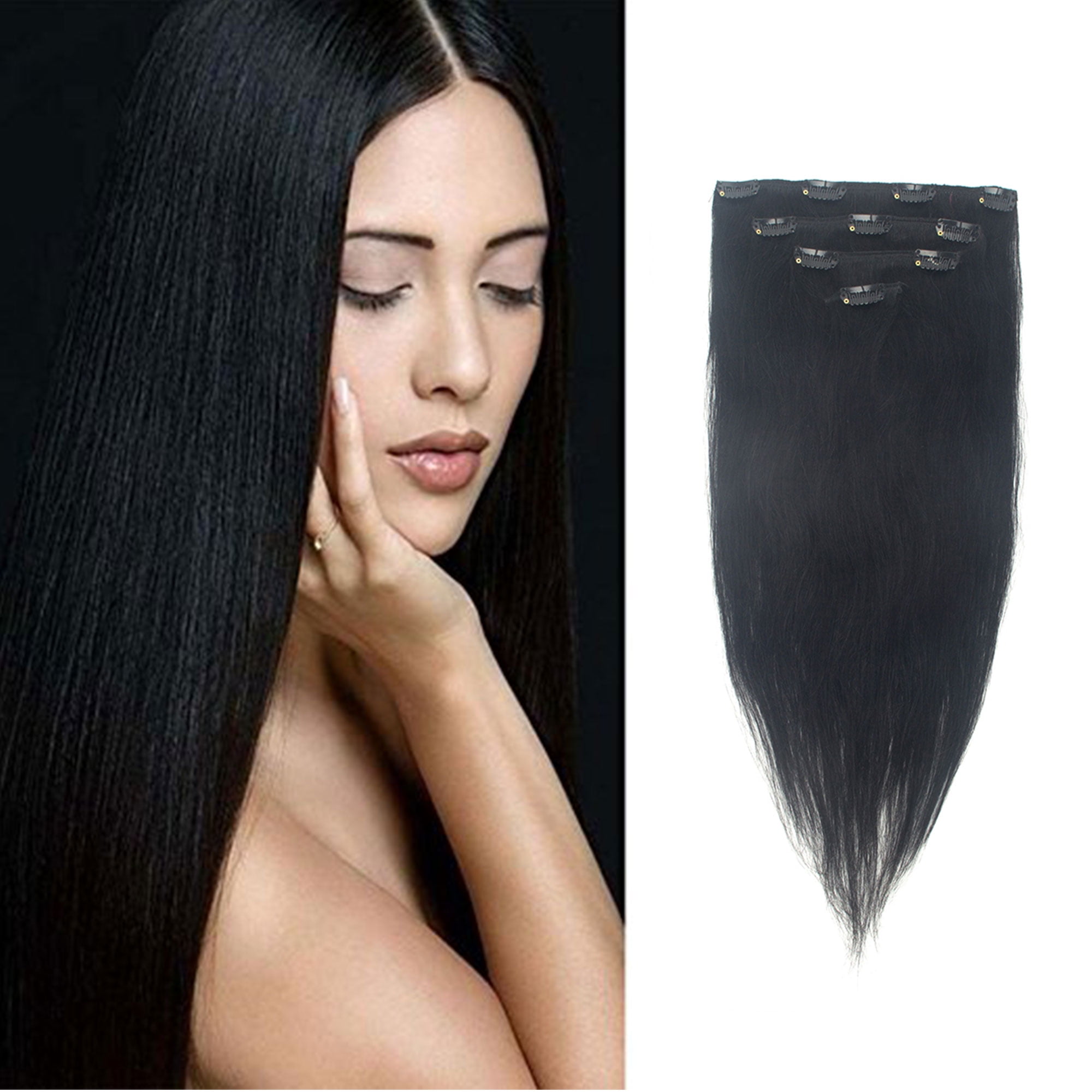 Clip on hair extension 19inch (new ) LELINTA 13-19inch Straight Full Head Grade 7a 100% Remy  main image 2