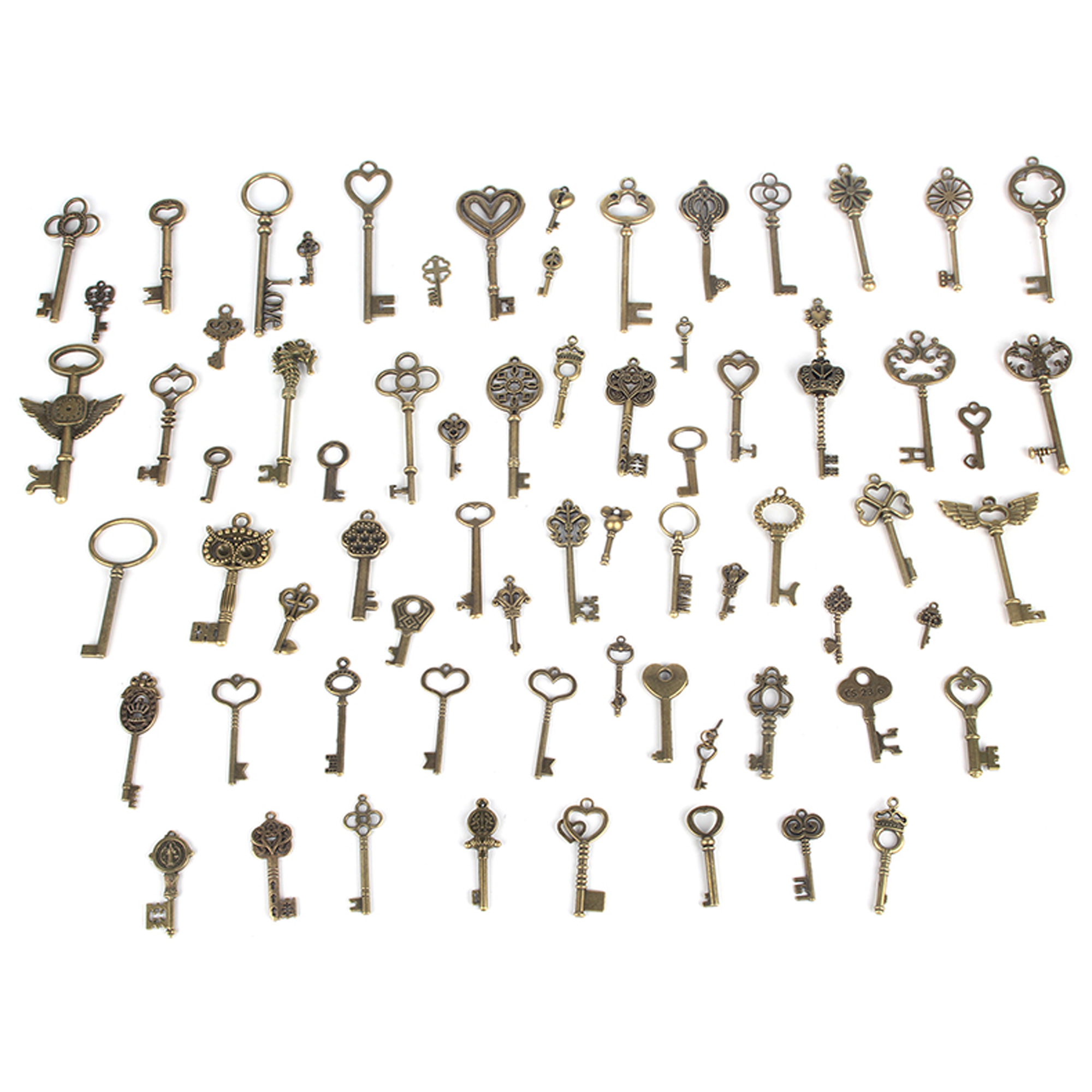 LELINTA 15-69Pcs Jewelry Making Charms Craft keys Decorative Key Skeleton Bronze Key in Antique Bronze Style for Wedding Graduation