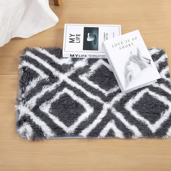 LELINTA 15.7''x23.6''(Door Rug) Modern Rectangle Soft Fluffy Floor Rug Anti-skid Shag Shaggy Area Rug for Children Bedroom Home Decorate Nursery Rugs