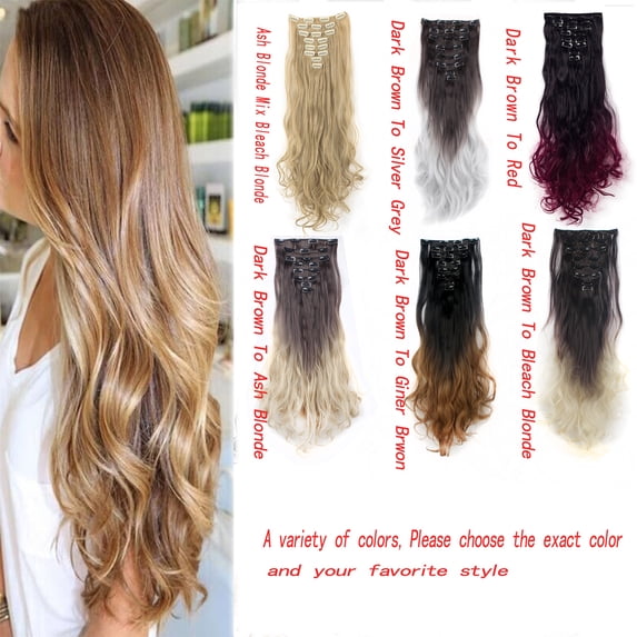 LELINTA 17 "-24" Curly Full Head Clip in Synthetic Hair Extensions 8 Pieces 18 Clips, 140g-145g 2018 New style