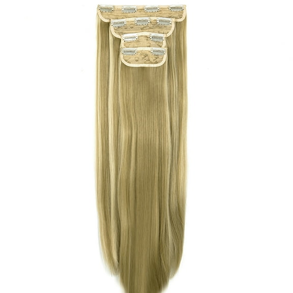 LELINTA 18"/24" Clip In Hair Extensions 4 PCS Long Straight Curly Wavy Hair Extension Hairpieces for Women Girls Hair Extension Ponytail Full Head with 11 Clips