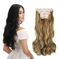 thumbnail image 1 of LELINTA 18"/24" Clip In Hair Extensions 4 PCS Long Straight Curly Wavy Hair Extension Hairpieces for Women Girls Hair Extension Ponytail  Full Head with 11 Clips, 1 of 5