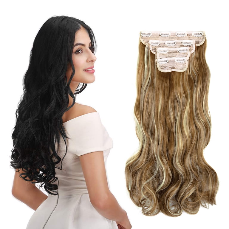 18 Inch Human Hair Clip-In Extensions, 4Pcs Set for Volume & Styling Amazon.com : Full Shine 18 Inch Clip in Extensions Remy  main image 2