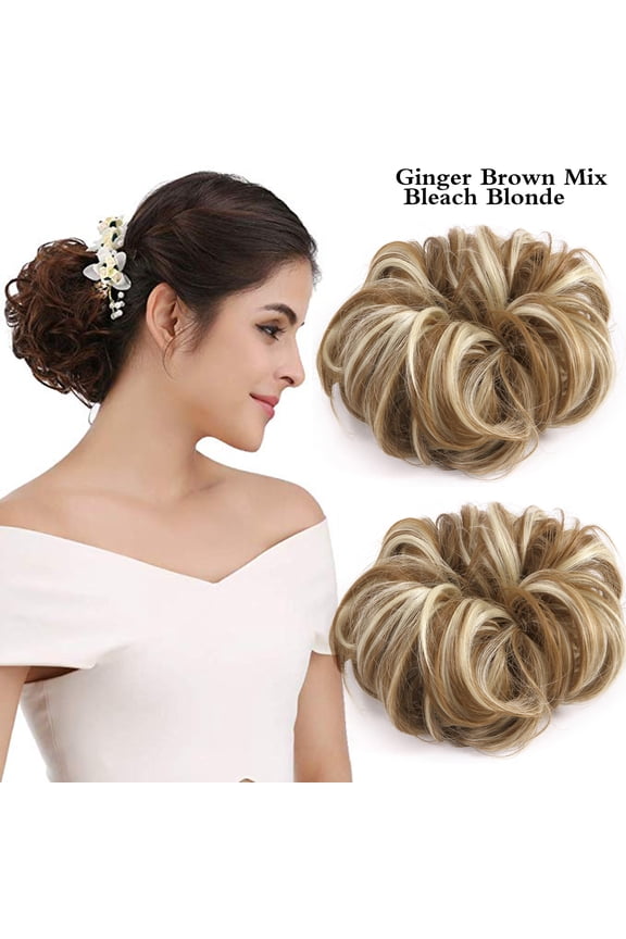 1PCS Messy Hair Bun Hair Piece Ponytail Hair Extensions Scrunchy Scrunchie Updo Hairpiece Curly Wavy Bun Extensions Chignon