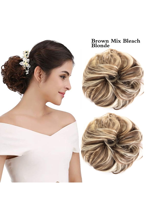1PCS Messy Hair Bun Hair Piece Ponytail Hair Extensions Scrunchy Scrunchie Updo Hairpiece Curly Wavy Bun Extensions Chignon