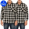 thumbnail image 1 of LELINTA 2 Pack Men's Long Sleeve Plaid Shirt Flannel Plaid Shirt Mens Button Down Shirt Workshirt  Black Red Blue, 1 of 7