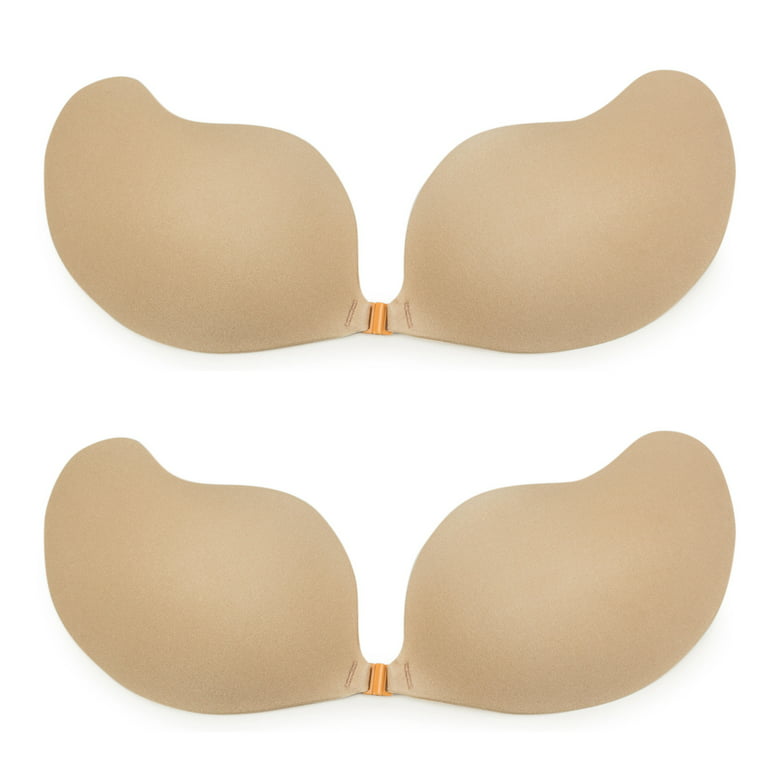 LELINTA [2 Pack]Push-up Bra Wing Shape Gel Strapless, Reusable Bras  Adjustable Nude Self Adhesive Invisible Backless for Wedding Dress/Evening  Gowns, Cup D 