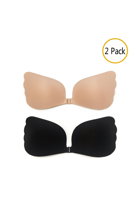 2 Packs Self Adhesive Silicone Bra Strapless Bra 3/4 Cup Push up Invisible Bra