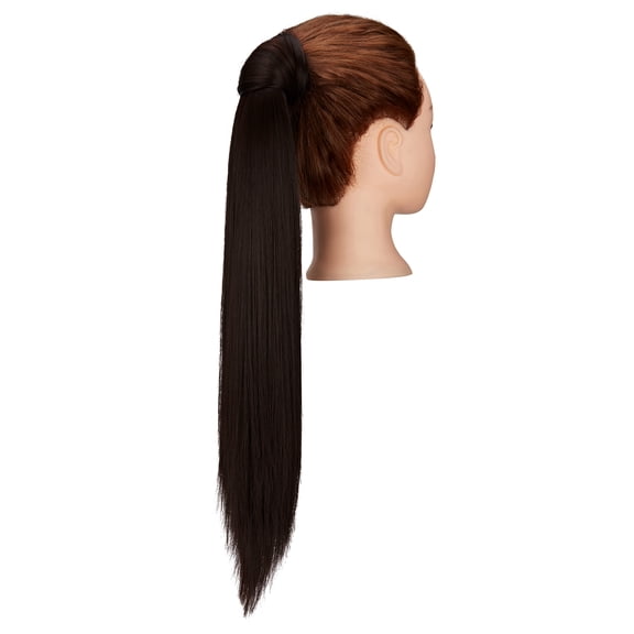 LELINTA 20/28 Inch Afro Long Straight Ponytail Extension Magic Paste Clip in Wrap Around Synthetic Wrap Drawstring Ponytails Hairpiece for Women (Brown)