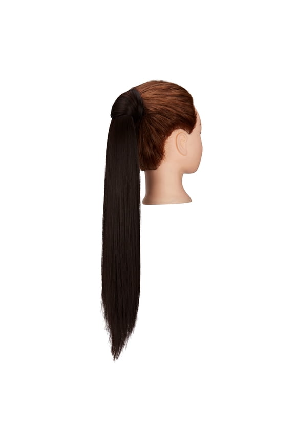20/28 Inch Afro Long Straight Ponytail Extension Magic Paste Clip in Wrap Around Synthetic Wrap Drawstring Ponytails Hairpiece for Women (Brown)