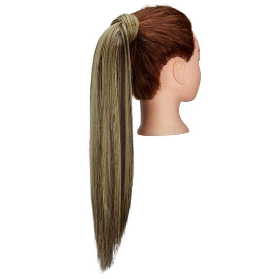 LELINTA 20/28 Inch Afro Long Straight Ponytail Extension Magic Paste Clip in Wrap Around Synthetic Wrap Drawstring Ponytails Hairpiece for Women (Brown)