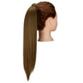 thumbnail image 1 of LELINTA 20/28 Inch Afro Long Straight Ponytail Extension Magic Paste Clip in Wrap Around Synthetic Wrap Drawstring Ponytails Hairpiece for Women (Brown), 1 of 8