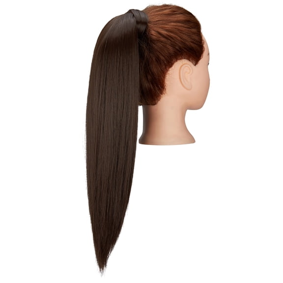 LELINTA 20/28 Inch Afro Long Straight Ponytail Extension Magic Paste Clip in Wrap Around Synthetic Wrap Drawstring Ponytails Hairpiece for Women (Brown)