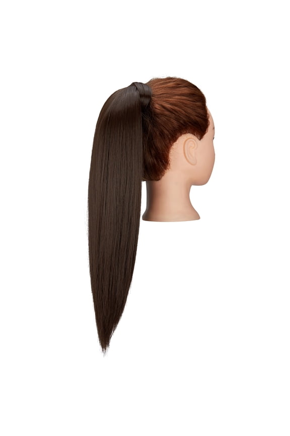 20/28 Inch Afro Long Straight Ponytail Extension Magic Paste Clip in Wrap Around Synthetic Wrap Drawstring Ponytails Hairpiece for Women (Brown)