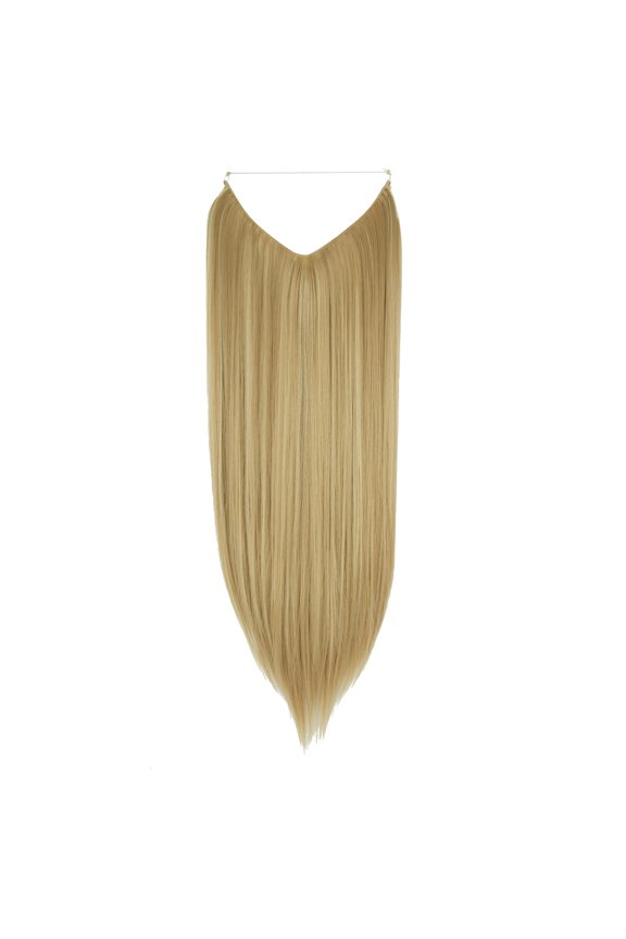 22" Ponytail Hairpiece Hair Extensions with Transparent Adjustable Stretchy Plastic Wire String Soft Straight Invisible Synthetic Hair Extensions Hairpieces - Black Brown Blonde