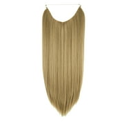 LELINTA 22" Ponytail Hairpiece Hair Extensions with Transparent Adjustable Stretchy Plastic Wire String Soft Straight Invisible Synthetic Hair Extensions Hairpieces - Black Brown Blonde