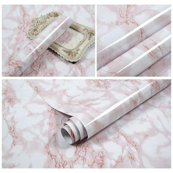 LELINTA 23.6'' x 40'' or 23.6'' x 197'' Marble Pattern Water-resistant Moistureproof Removable Self Adhesive Wallpaper Peel & Stick PVC Wall Stickers for Living Room Bathroom Kitchen Countertop