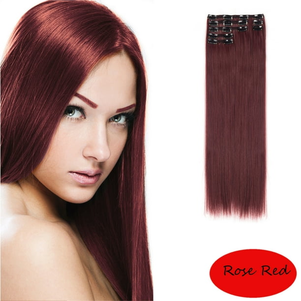 LELINTA 23 Long Straight Full Head Clip in Synthetic Hair Extensions Double Weft 7 Pieces 16 Clips 220g Walmart Business Supplies