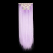 LELINTA 23" Long Straight Full Head Clip in Synthetic Hair Extensions Double Weft 7 Pieces 16 Clips 220g