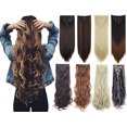thumbnail image 1 of LELINTA 24" Curly Wave Clips in Synthetic Hair Extensions Hair pieces for Women double double weft 7 piece full head, 1 of 4