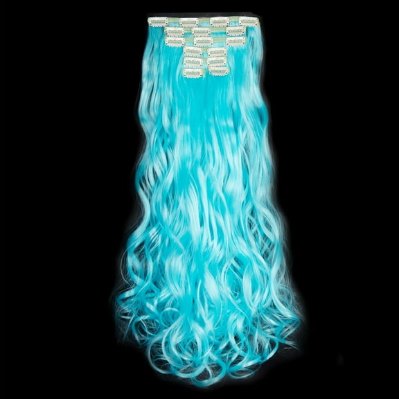 LELINTA 24" Curly Wave Clips in Synthetic Hair Extensions Hair pieces for Women double double weft 7 piece full head