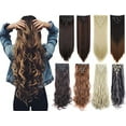 thumbnail image 1 of LELINTA 24" Curly Wave Clips in Synthetic Hair Extensions Hair pieces for Women double double weft 7 piece full head, 1 of 2