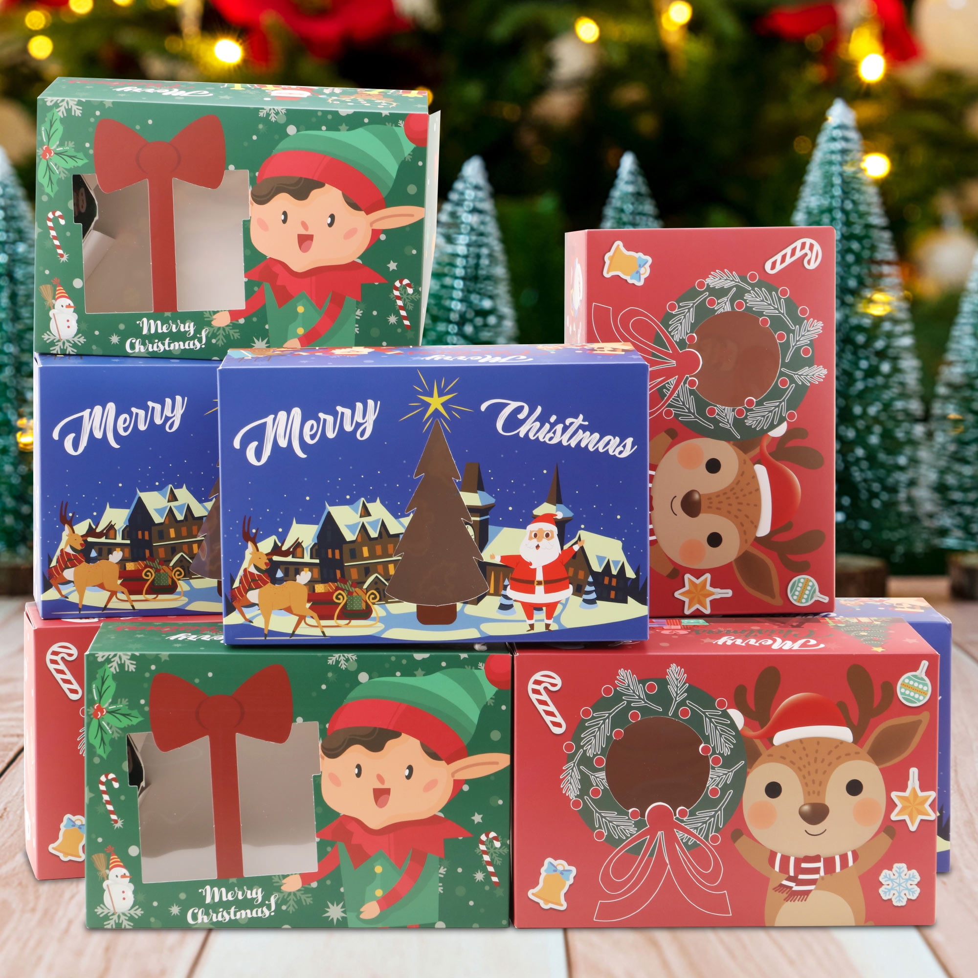 LELINTA 24pcs Christmas Cookie Boxes for Gift Giving Christmas Bakery