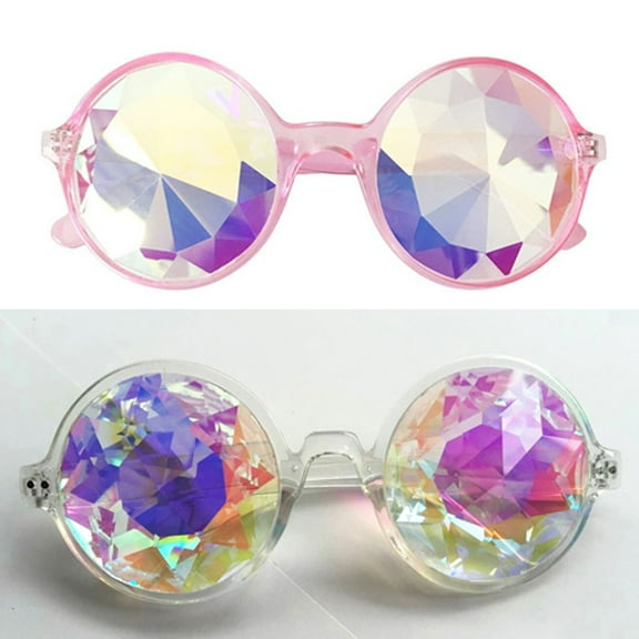 LELINTA 2Packs Goggles Rainbow Kaleidoscope Goggles Prism Diffraction Crystal Glass Lens Carnival Clear PiLELINTA Black
