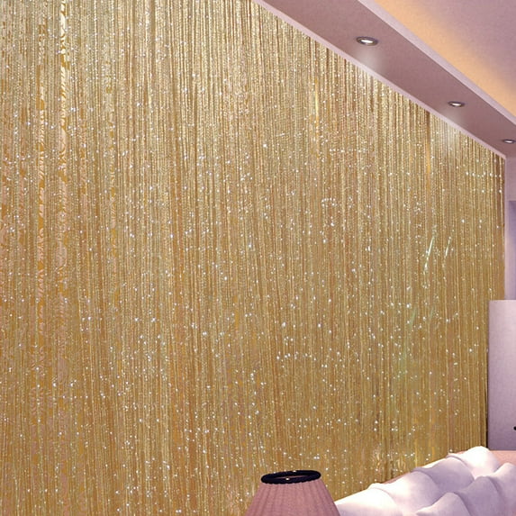 LELINTA 2m x 1m Window Tassel Drapery Bead or Silver Wire String Curtain Straight Line Tassel Panel Divider Decoration-Seventeen Styles to Choose for You