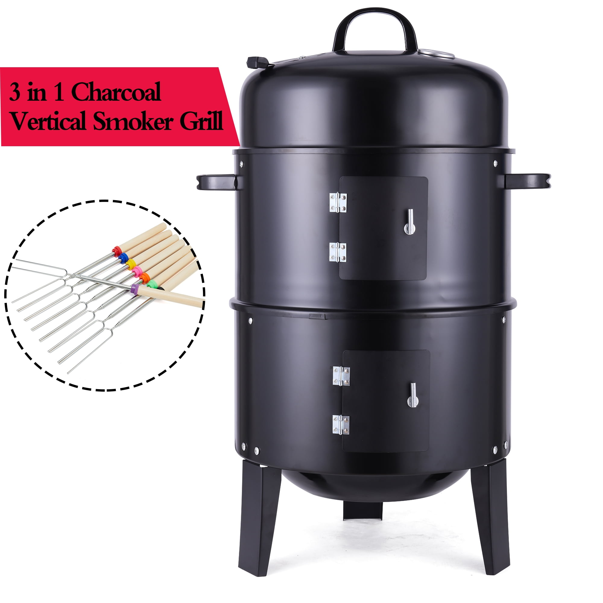 LELINTA 3 IN 1 Charcoal Vertical BBQ Heavy Duty Tabletop BBQ Grill