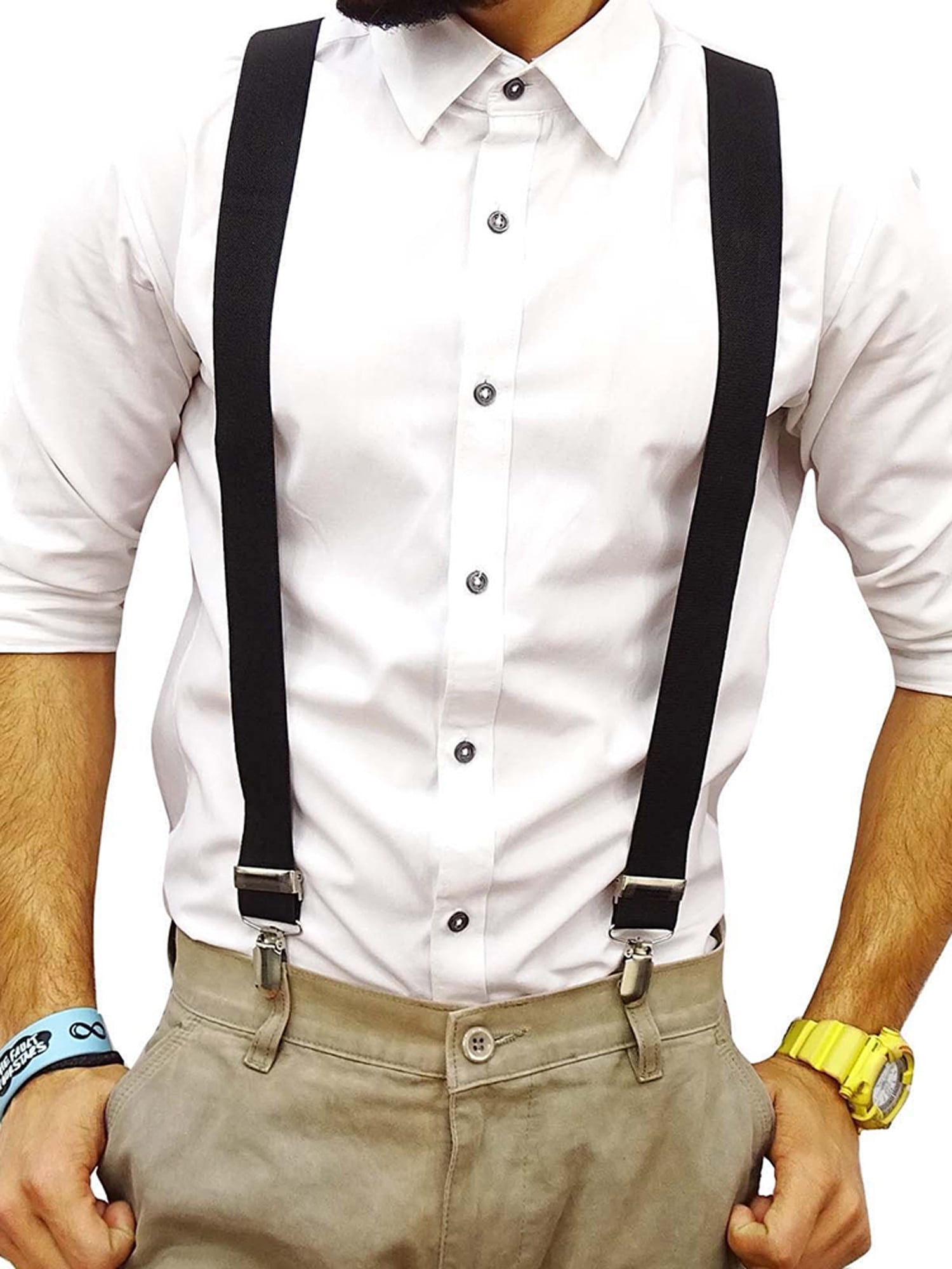 c lip o suspenders LELINTA 3 Pack Mens Y-Back Adjustable Solid Straight Clip Suspenders with Heavy Duty Clip for Work Pants Black Buy one Fat burner for men