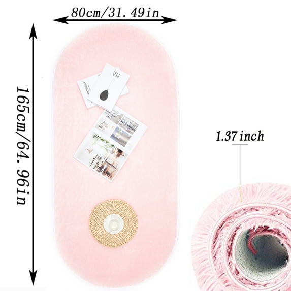 LELINTA 31.4 x 64.9 inches/ 80 x 165cm Soft Fluffy Area Rugs Oval Plush Shaggy Rugs Floor Carpet Mat Non Skid Rug Living Room Bedroom Kids Room Home Decor,Hot-pink/ Purple/ Pink/ Grey/ Turquoise Blue