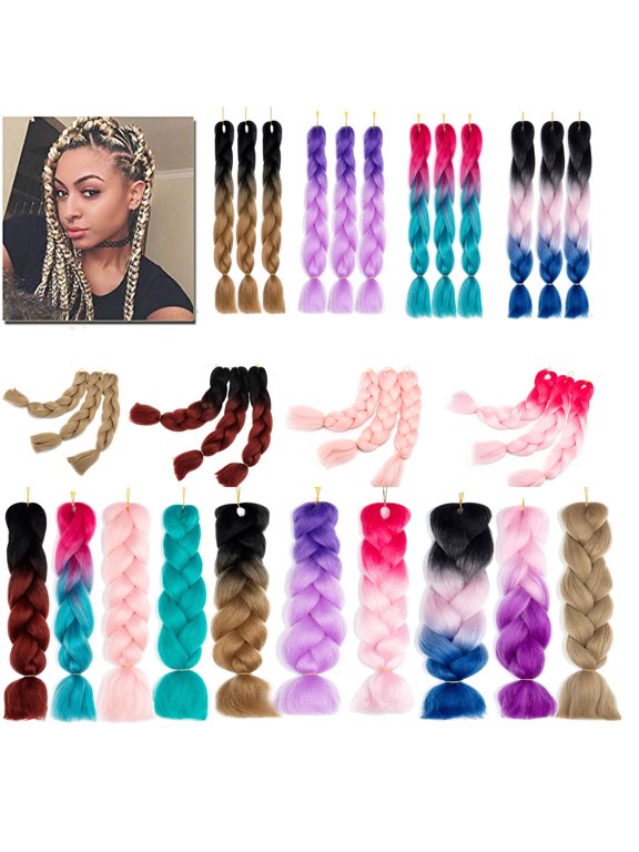 3pcs Synthetic Braiding Hair Bundles Kanekalon Hair Salon Crochet Braids Ombre for Twist Braiding Hair 24 inch 95g /Bundles