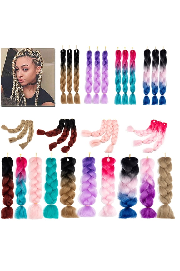 3pcs Synthetic Braiding Hair Bundles Kanekalon Hair Salon Crochet Braids Ombre for Twist Braiding Hair 24 inch 95g /Bundles
