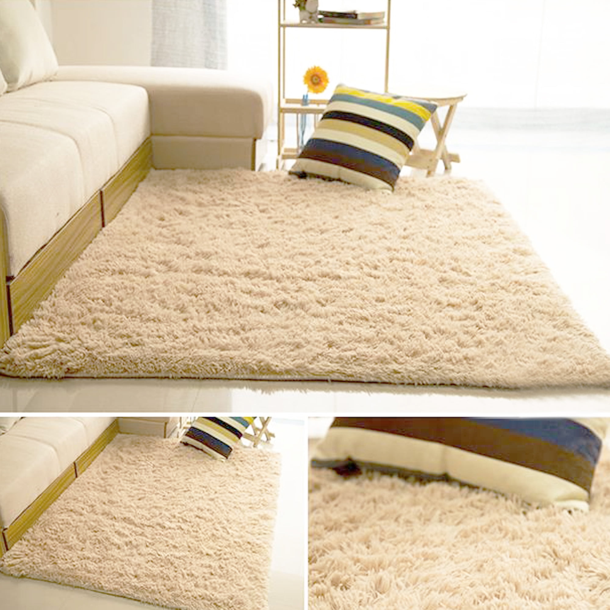 LELINTA 4 Sizes Modern Rectangle Soft Fluffy Floor Rug Anti-skid Shag ...