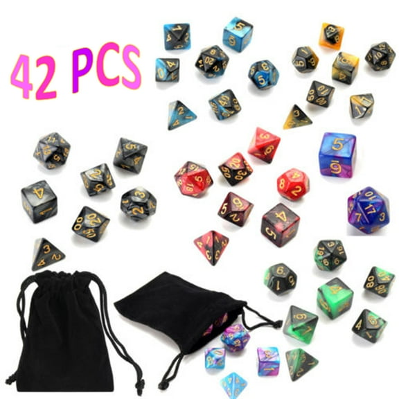 LELINTA 42Pcs Dice Sets, Polyhedral Dnd Dice, 6 Complete Double-Colors Dice Sets of 4/6/8/10/12/20D Polyhhedral Game Dnd Dice Set for RPG Dungeons and Dragons Pathfinder Dice