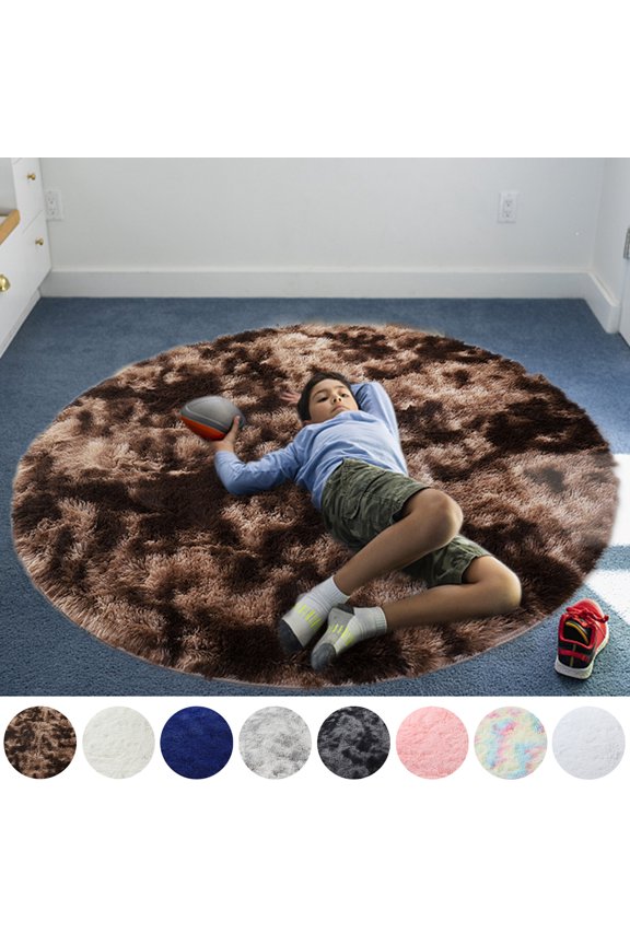 4ft x 4ft, 5.3ft x 5.3ft, 6ft x 6ft Super Soft Fluffy Floor Rug Washable Shag Rug Round Shaggy Area Rug Bedroom Dining Room Anti-skid Carpet Yoga Mat Child Play Mat