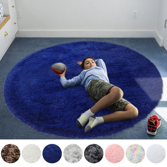 LELINTA 4ft x 4ft, 5.3ft x 5.3ft, 6ft x 6ft Super Soft Fluffy Floor Rug Washable Shag Rug Round Shaggy Area Rug Bedroom Dining Room Anti-skid Carpet Yoga Mat Child Play Mat