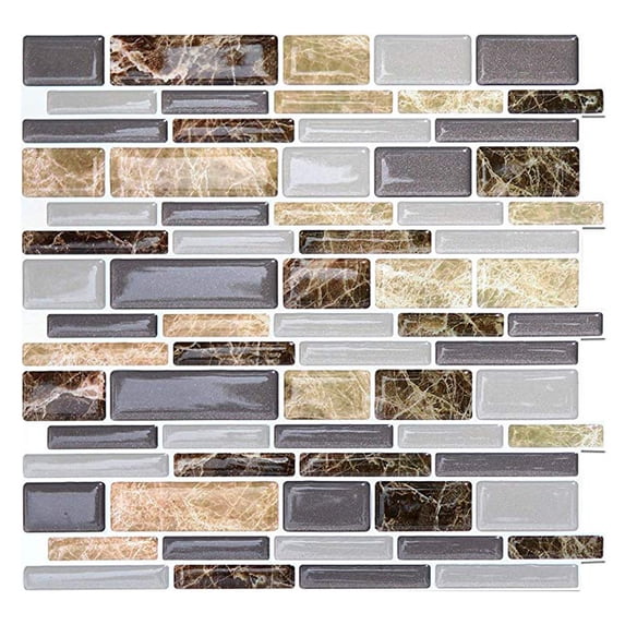 LELINTA 6 Pack Self-adhesive Mosaic Kitchen Backsplash Tile, Peel and Stick Back Splash Tile for Kitchen and Bathroom
