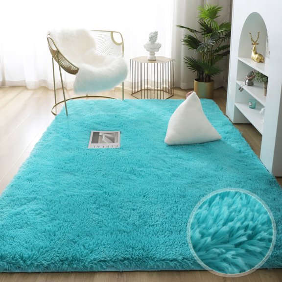 LELINTA 62.99 x 90.55 inch Super Soft Fluffy Floor Rug Washable Shag Rug Shaggy Area Rug Bedroom Dining Room Anti-skid Carpet Yoga Mat Child Play Mat