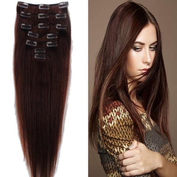 LELINTA 7piece 15clip Clip in 100% Remy Human Hair Extensions Long Soft Silky Straight for Women Fashion 18"/18 inch 70g