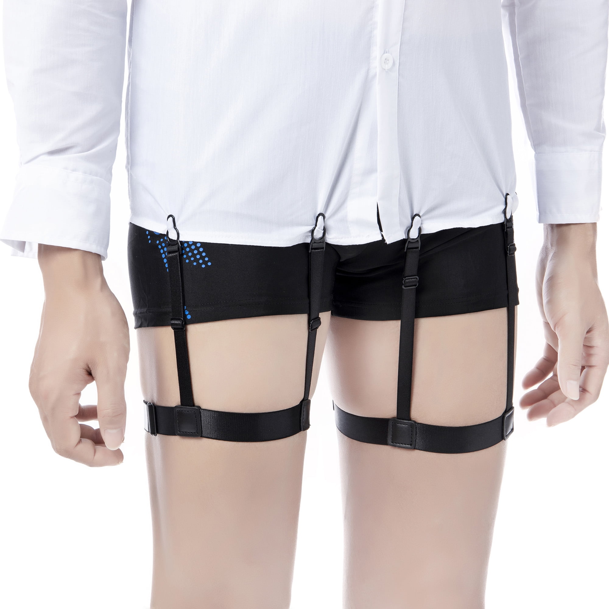 LELINTA Adjustable Elastic Shirt Garters with Locking, Non-Slip Clips (2-Pack, 1-Pair)