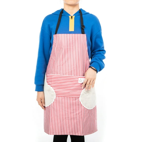 LELINTA Adjustable Neck Bib Aprons, 1/ 2/ 6/ 8 /10 Piece Pack, Chef Cooking Apron, Big Pocket, for Home, Commercial, Restaurant Kitchen, Black/ Red
